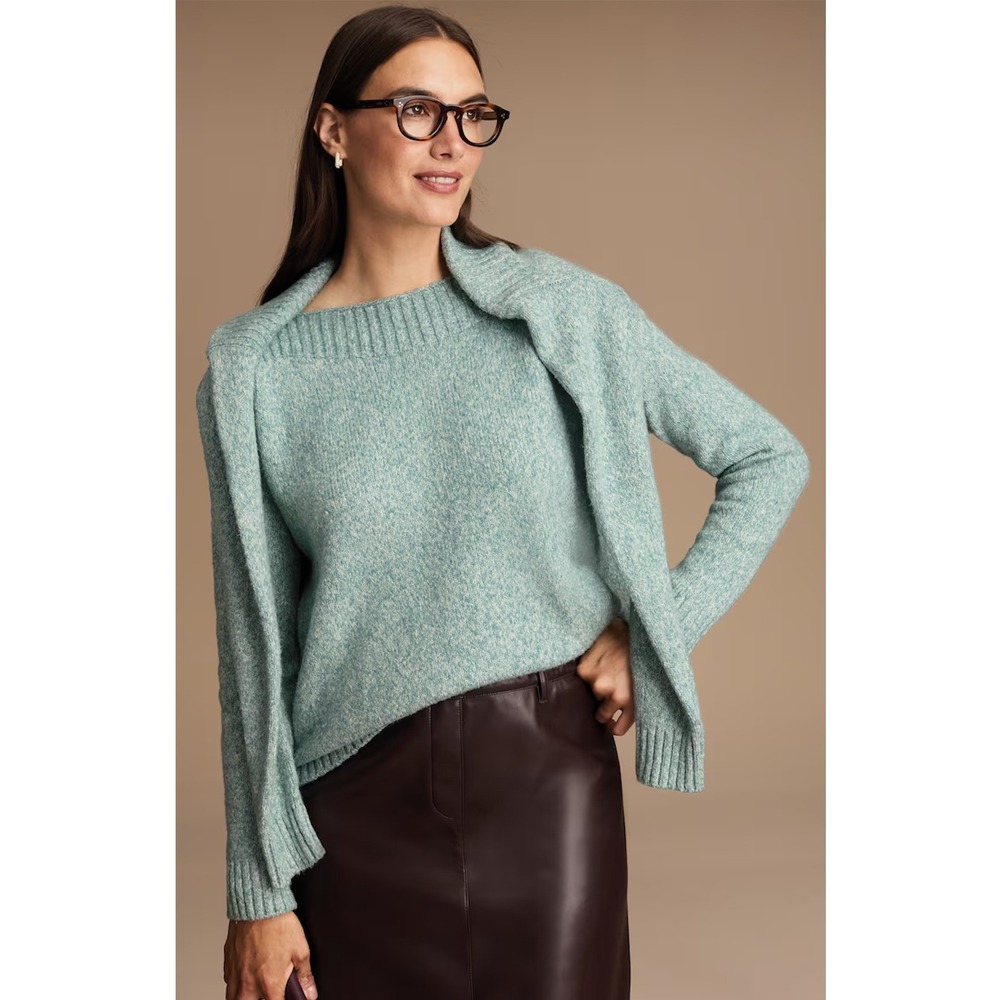 J Jill Sweater Marled Rib-Stitched Sweater Size XL Petite Cozy Coastal Workwear